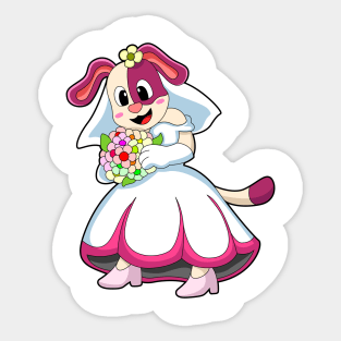 Dog as Bride with Wedding dress & Flowers Sticker